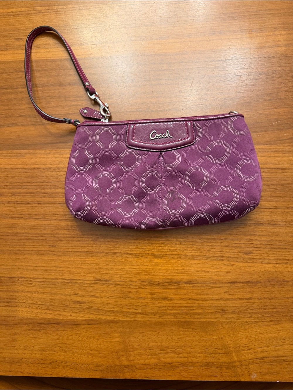 Coach Signature Wristlet in Plum Purple
